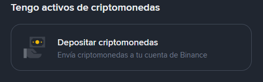 Depositar criptomonedas en Binance